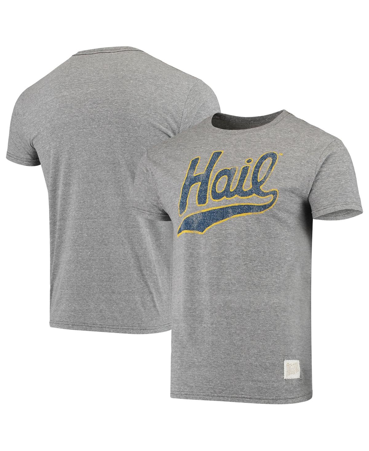 Men's Original Retro Brand Heathered Gray Distressed Michigan Wolverines Vintage-Like Hail Tri-Blend T-shirt - Heathered Gray
