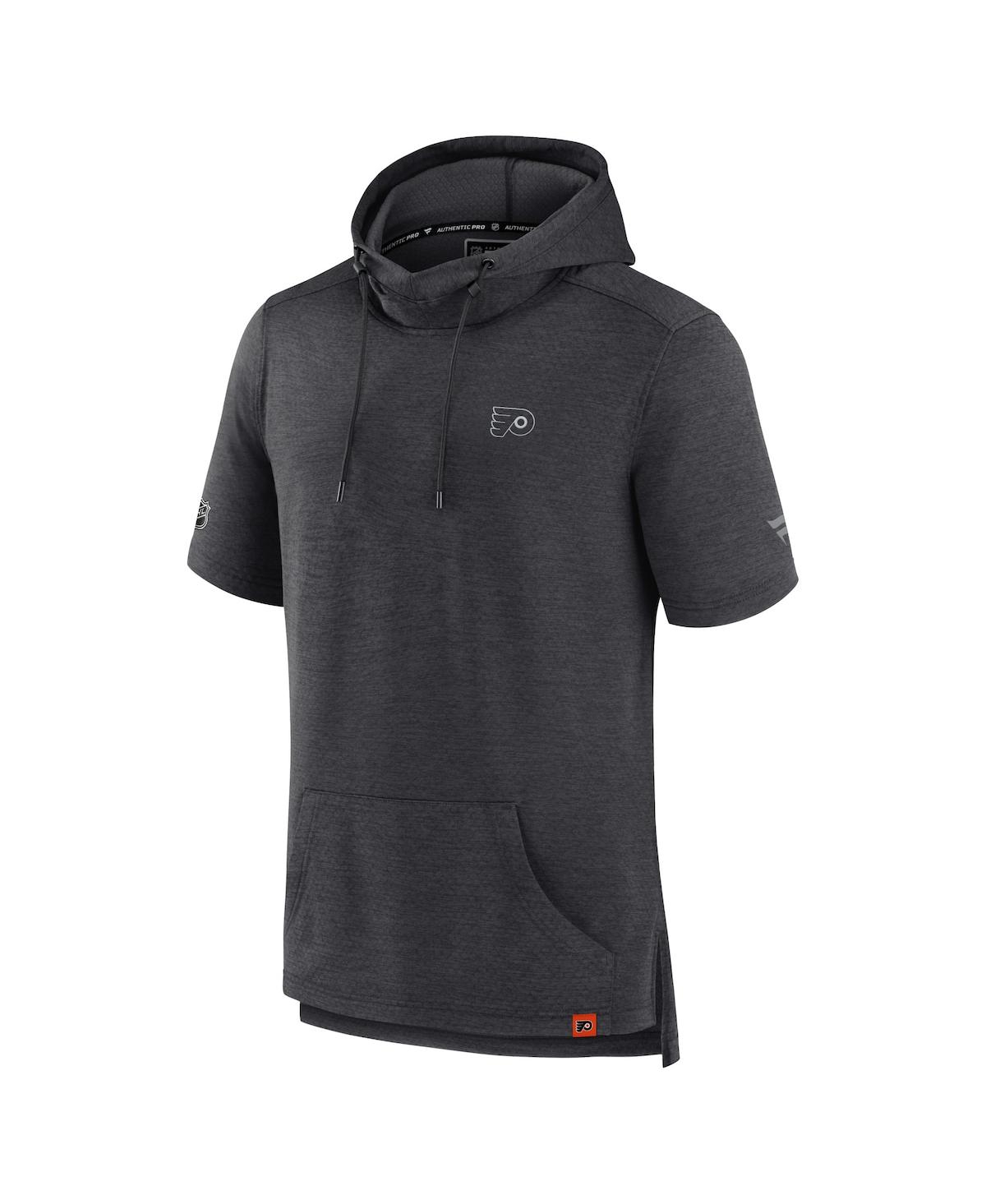 Men's FanaticsPhiladelphia Flyers Authentic Pro Short Sleeve Pullover Hoodie - Heather Charcoal