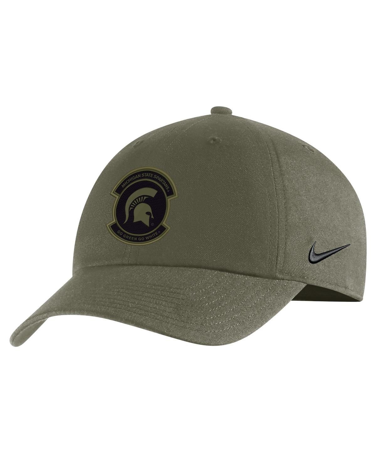 NIKE MEN'S NIKE OLIVE MICHIGAN STATE SPARTANS MILITARY-INSPIRED PACK HERITAGE86 ADJUSTABLE HAT