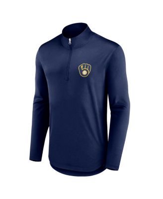 Men's Navy Milwaukee Brewers Quarterback Quarter-Zip Top