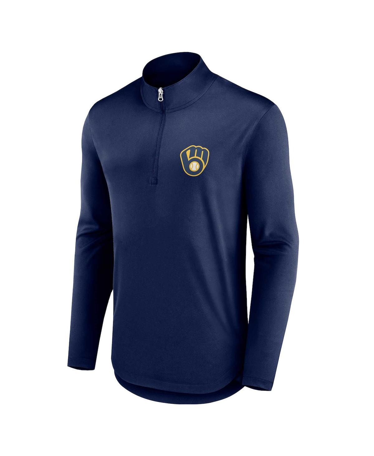 Men's FanaticsMilwaukee Brewers Quarterback Quarter-Zip Top - Navy