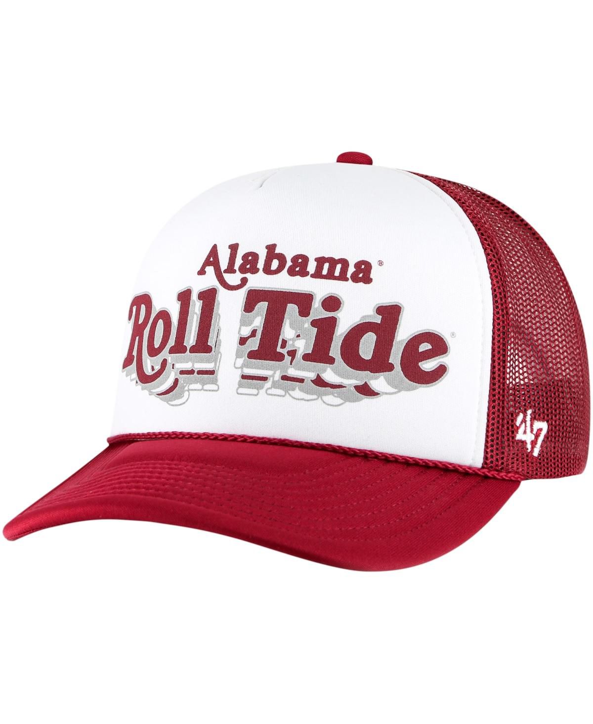 Мужская белая с малиновым отливом шляпа дальнобойщика Alabama Crimson Tide из пенопласта спереди