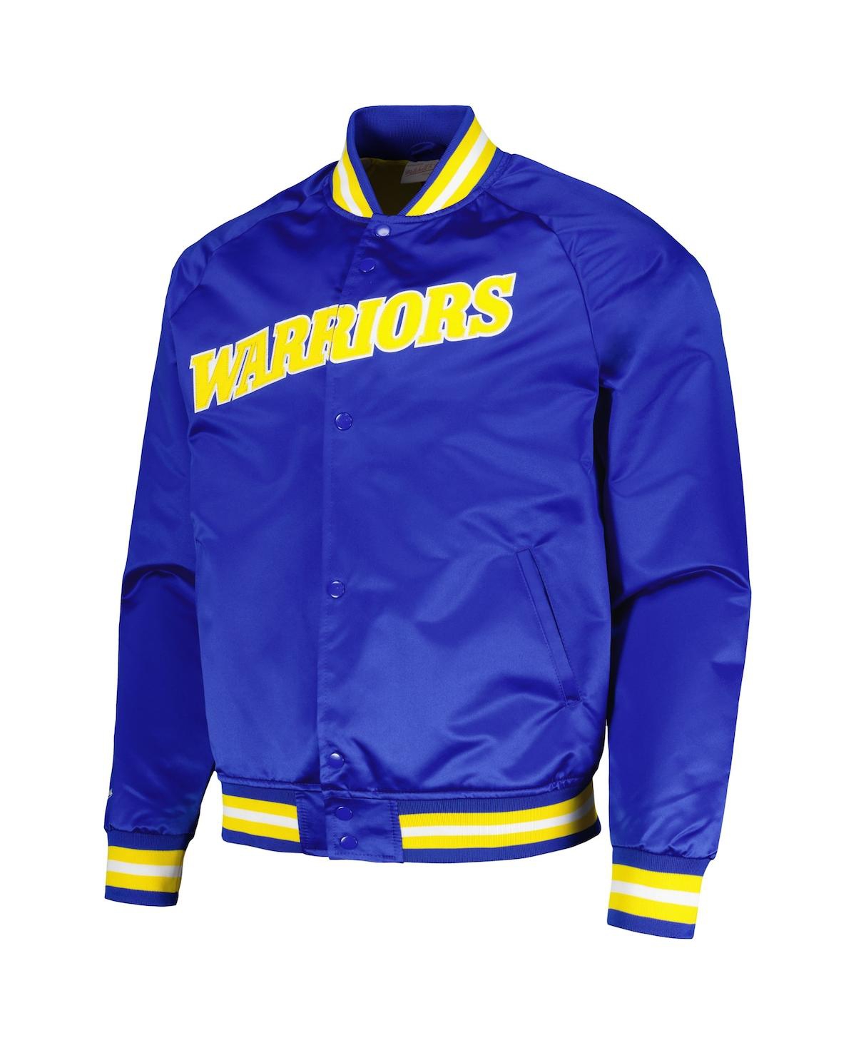 Men's Mitchell & NessGolden State Warriors Hardwood Classics Throwback Wordmark Raglan Full-Snap Jacket - Royal