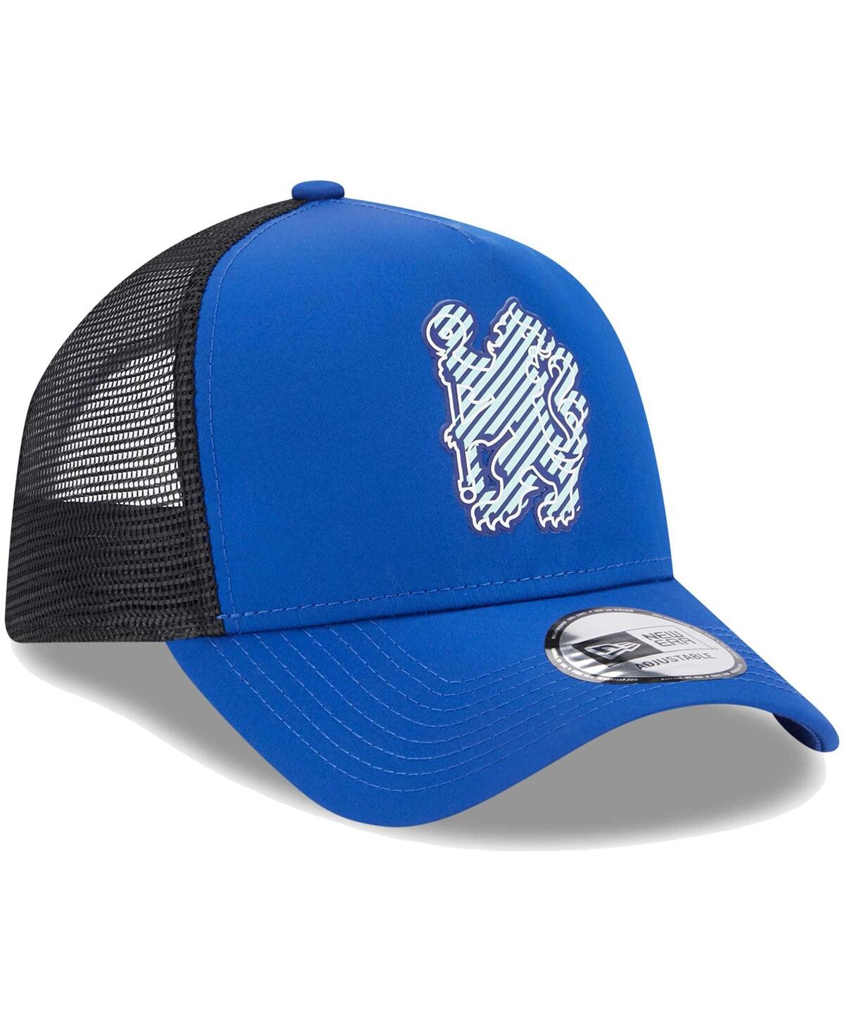 Shop New Era Men's  Blue Chelsea Overlay E-frame Trucker Snapback Hat
