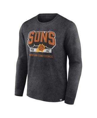 Men's Heather Charcoal Distressed Phoenix Suns Front Court Press Snow Wash Long Sleeve T-shirt