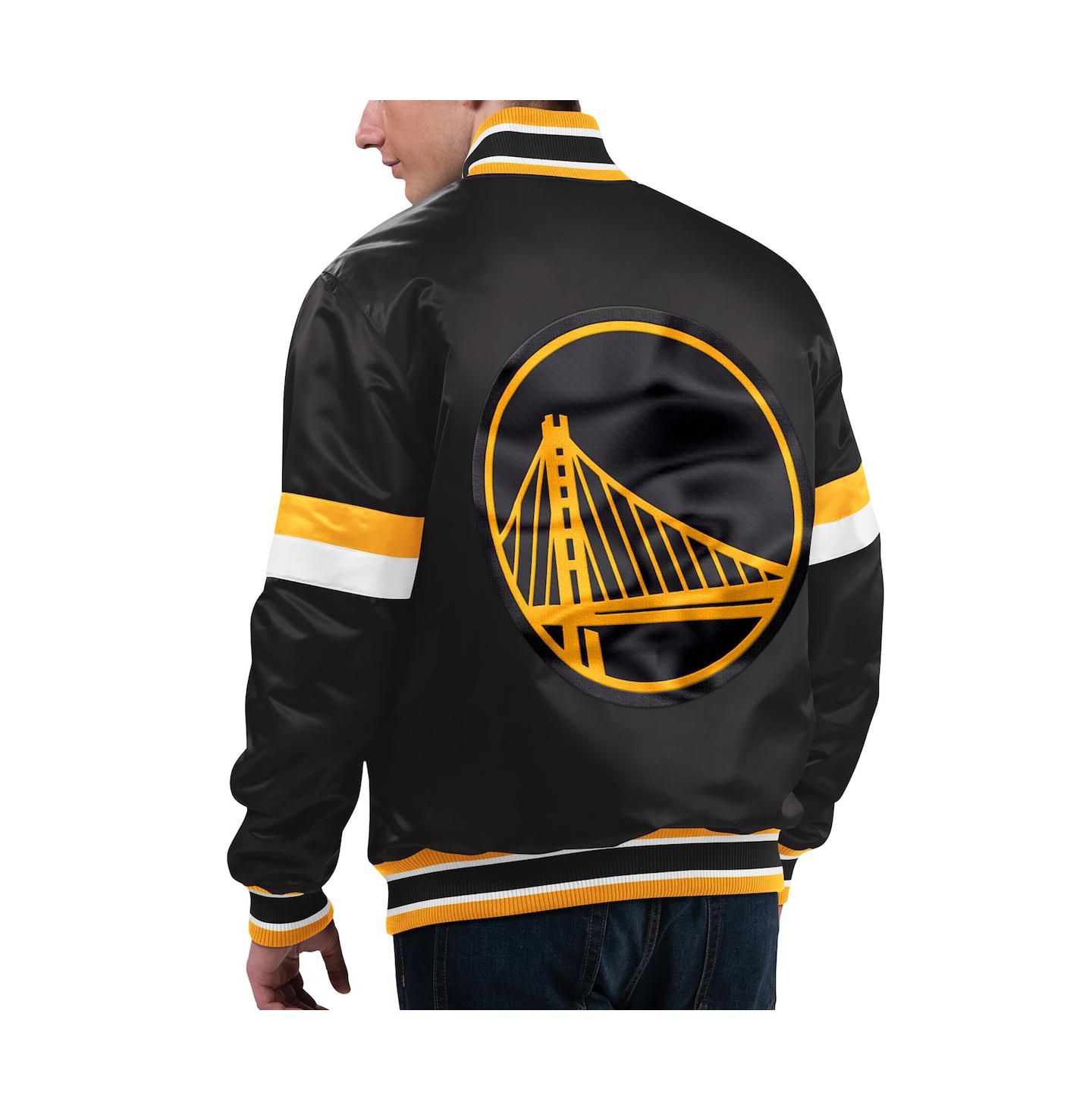 Мужская куртка Starter Black Golden State Warriors Home Game Satin Full-Snap Varsity — фото 2