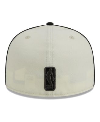 Men's Cream, Black Brooklyn Nets Piping 2-Tone 59FIFTY Fitted Hat