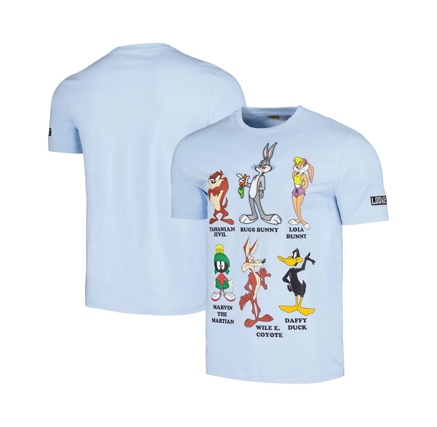 Men's and Women's Light Blue Looney Tunes Family Collage T-shirt