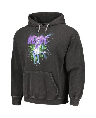 Men's Black AC/DC Lightning Washed Pullover Hoodie