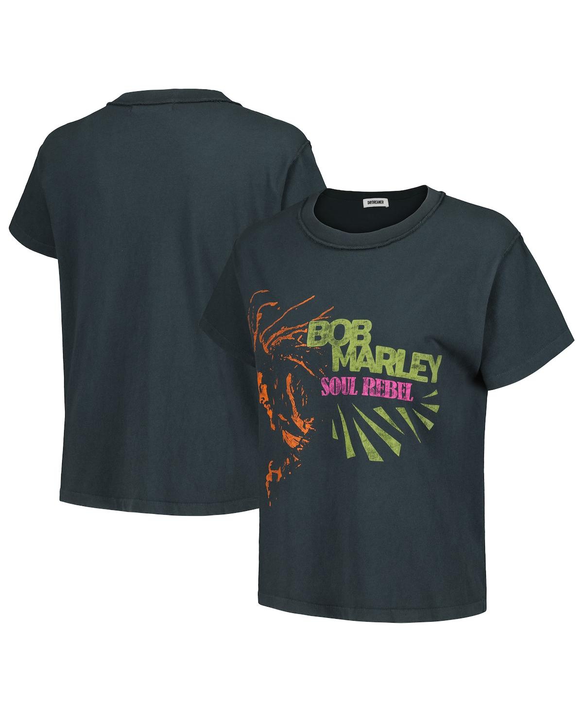 Shop Daydreamer Women's  Black Distressed Bob Marley Soul Rebel Reverse Girlfriend T-shirt