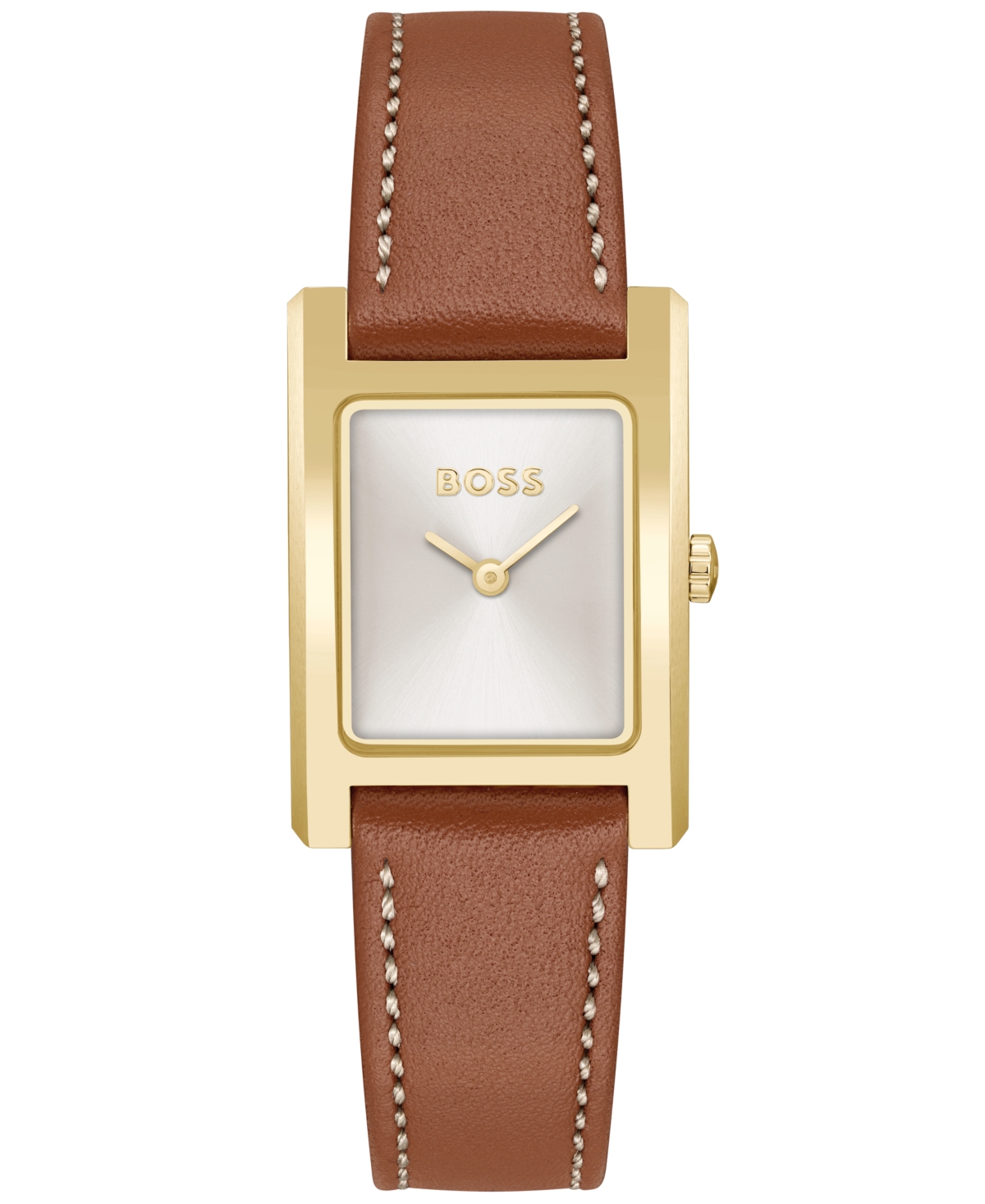 Shop Hugo Boss Boss Women's Lucy Quartz Basic Slim Brown Leather Watch 23mm