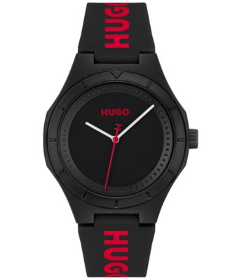 HUGO BOSS Men s Lit for Him Quartz Black Silicone Watch 42mm Macy s