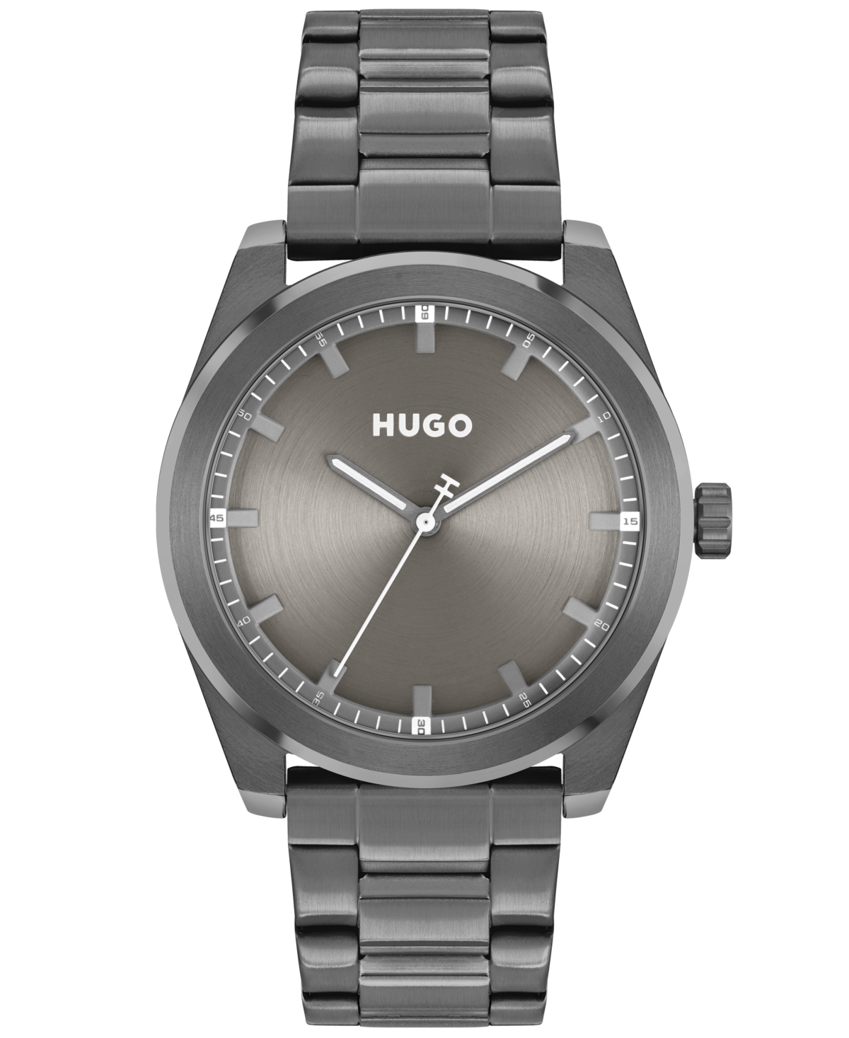 Shop Hugo Men's Bright Quartz Ionic Plated Gray Steel Watch 42mm