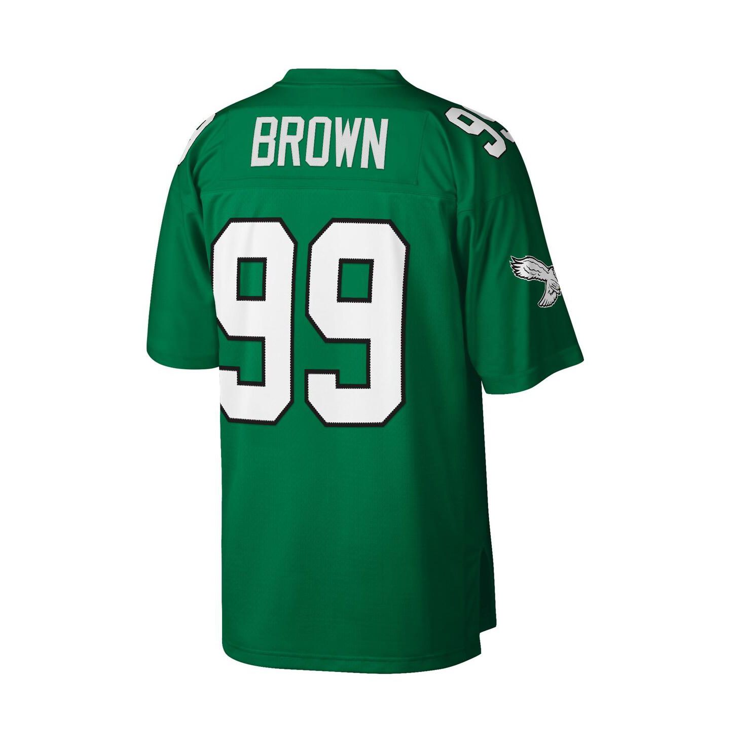Мужской топ Mitchell & Ness Jerome Brown Kelly Green Philadelphia Eagles Legacy Replica Jersey — фото 3