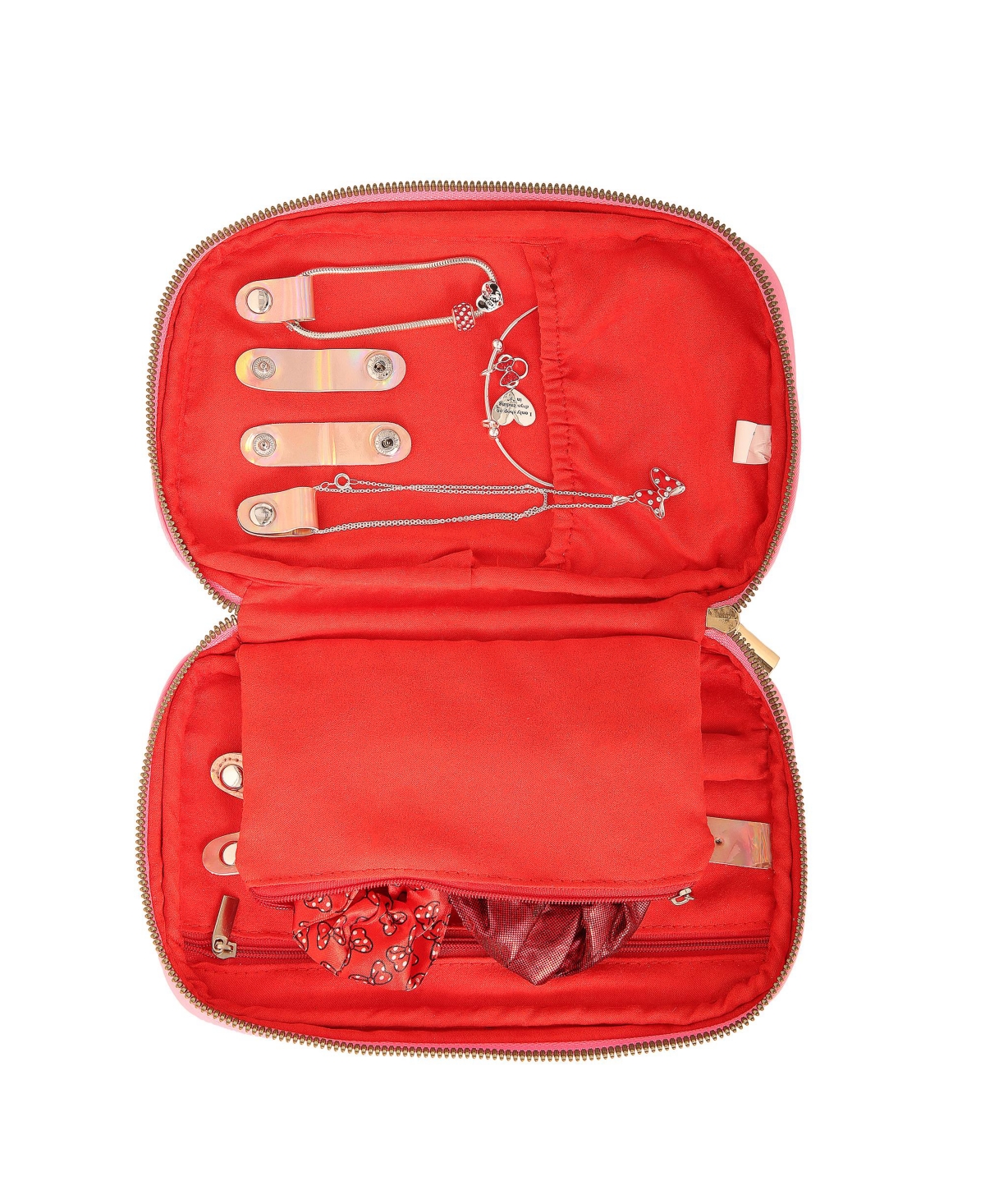Disney Minnie Mouse Nylon Jewelry Holder Organizer with Zip Closure - Officially Licensed Jewelry Travel Organizer - pink