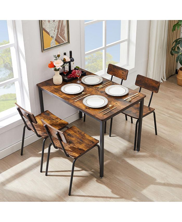 Simplie Fun Dining table and chair set with 4 chairs with curved back