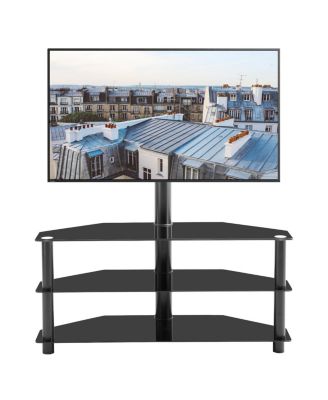 35 inch Black Multi-function TV Stand Height Adjustable Bracket Swivel 3-Tier
