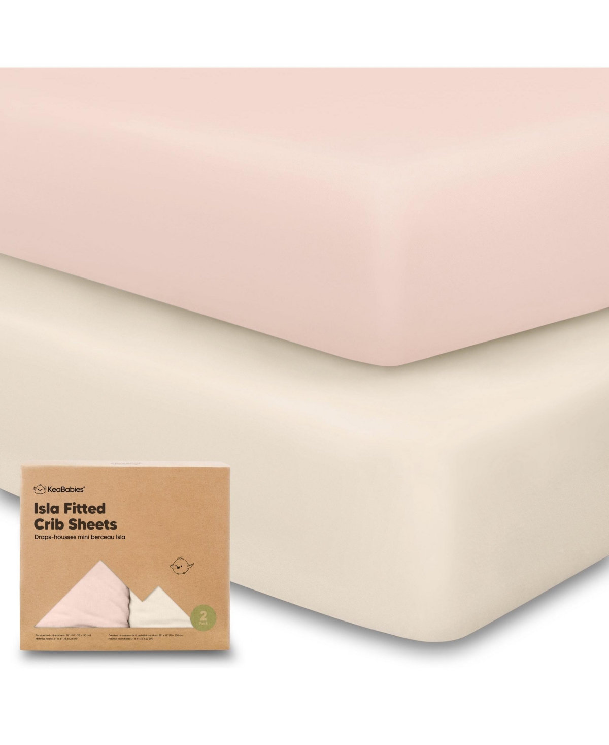 2pk Fitted Crib Sheets for Boys, Girls, Organic Baby Crib Sheet, Standard Nursery Crib Sheet Cover - Cameo
