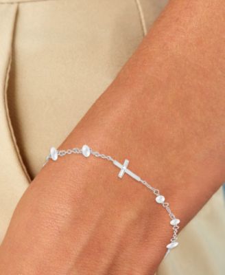 Children's Imitation Pearl & East West Cross Chain Bracelet