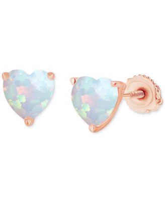 Macy's - Lab-Grown Opal Heart-Shaped Solitaire Stud Earrings (5/8 ct. t.w.)