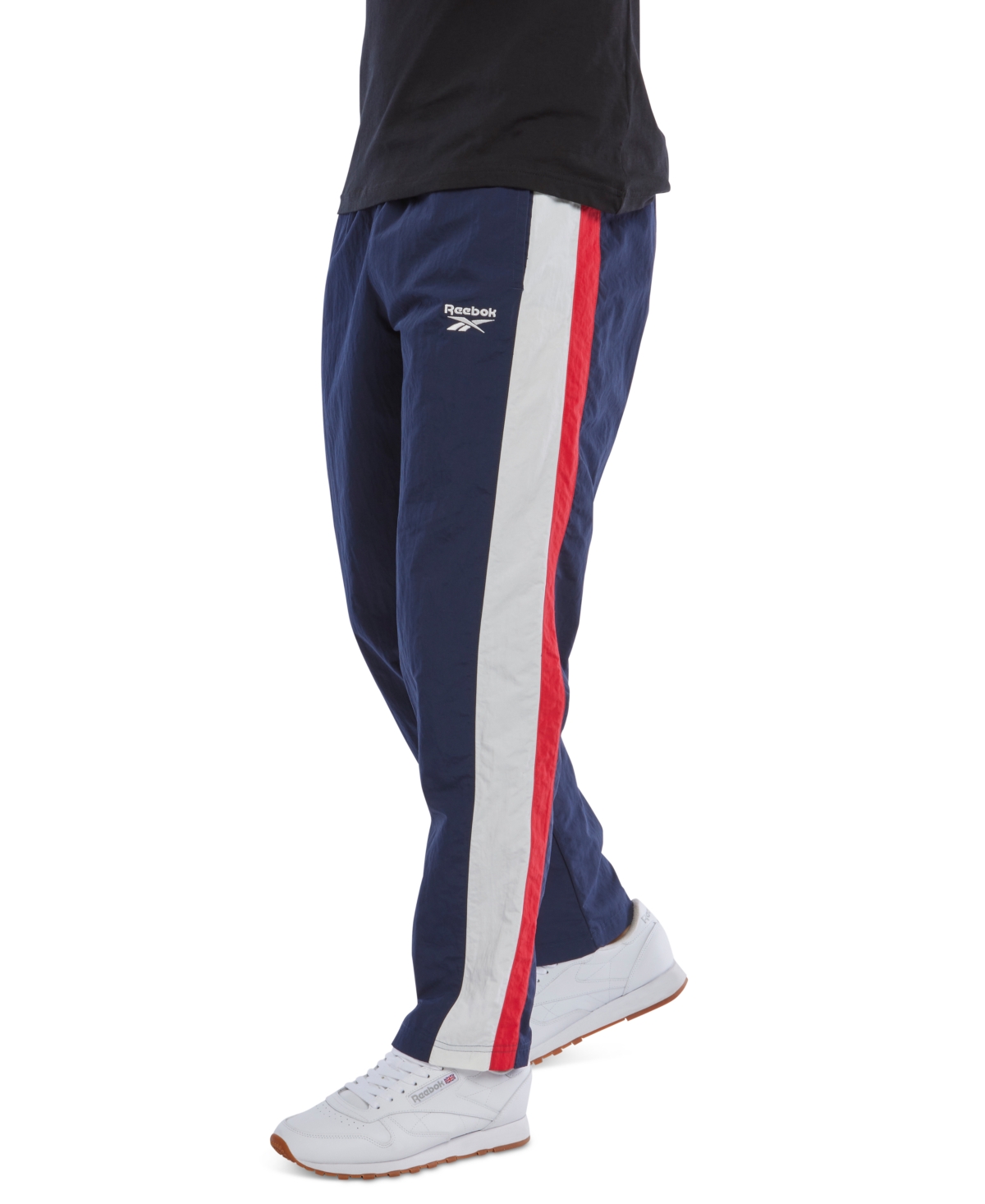 Men's Ivy League Regular-Fit Colorblocked Crinkled Track Pants - Red/navy/white