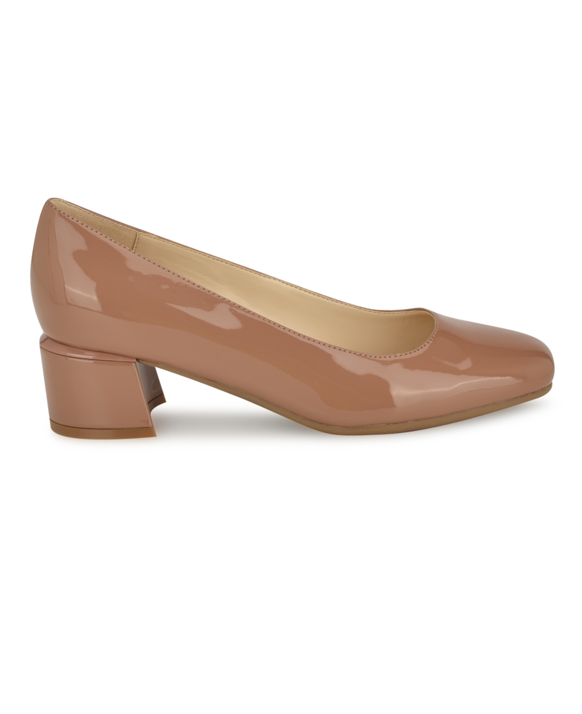 Nine West Women's Genoa 9X9 Slip-On Block Heel Dress Pumps - Upper-Medium Natural Patent