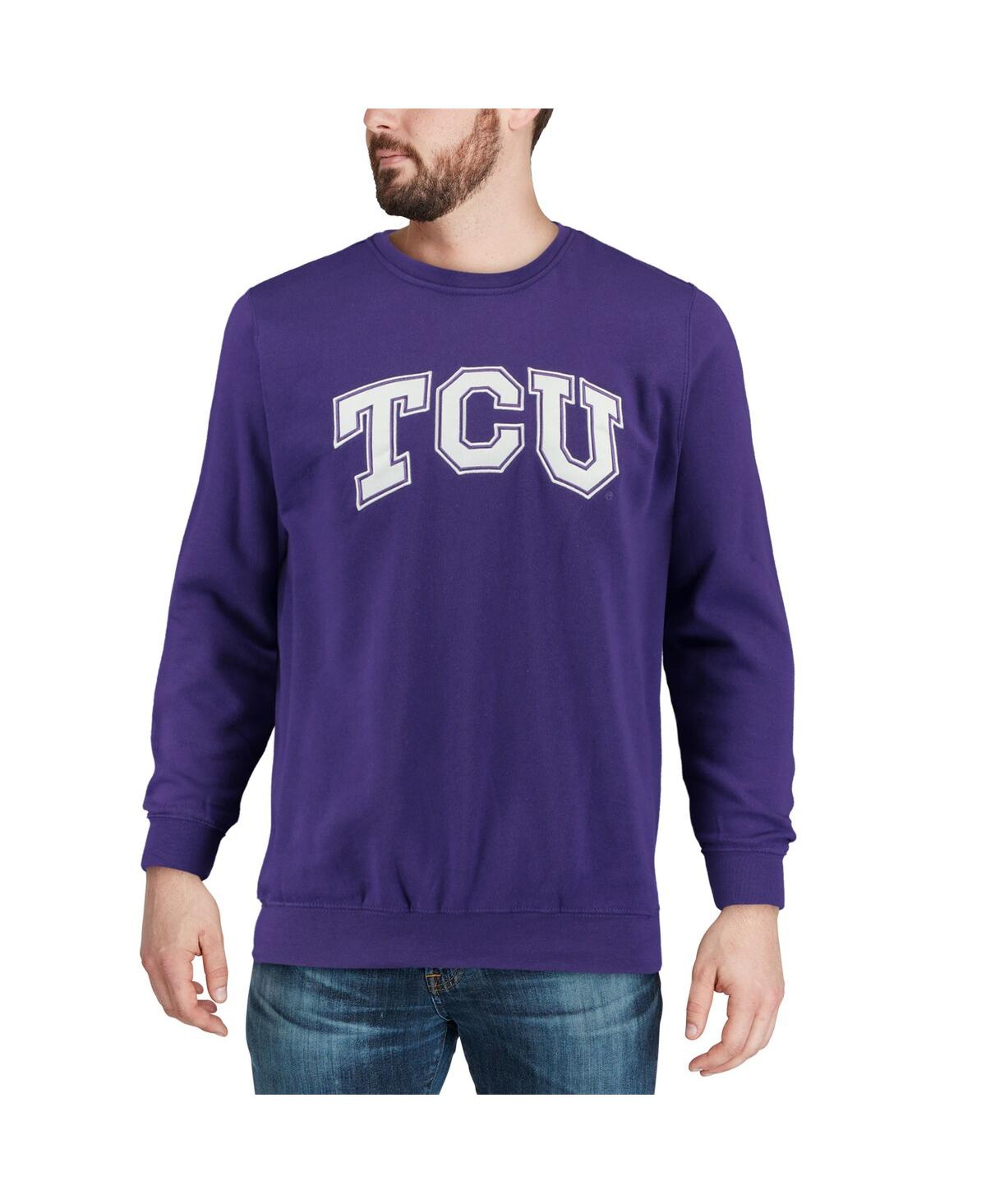 Shop Colosseum Men's  Purple Tcu Horned Frogs Arch & Logo Crew Neck Sweatshirt