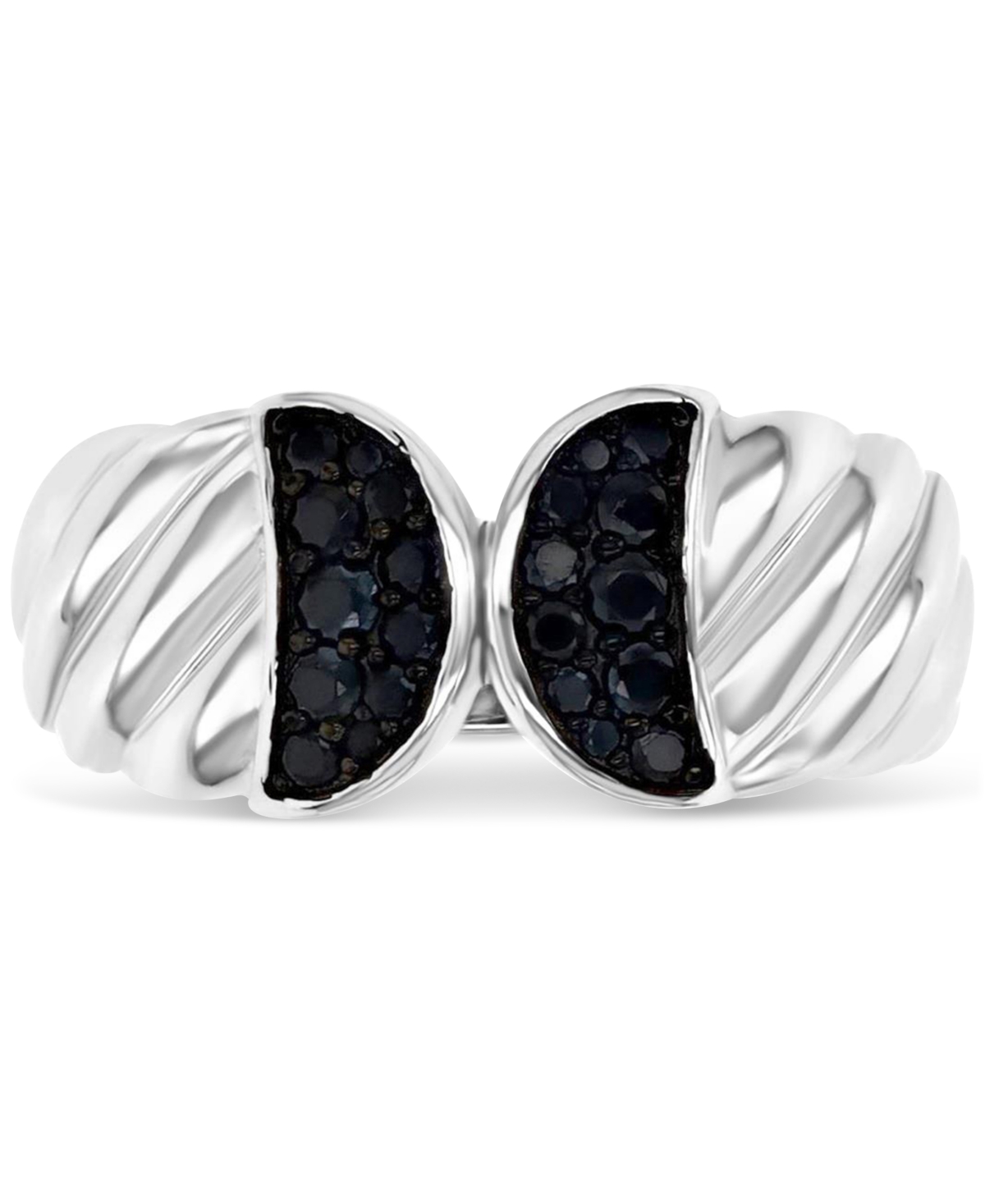 Shop Macy's Black Spinel Ridge Textured Statement Ring (3/8 Ct. T.w.) In Sterling Silver