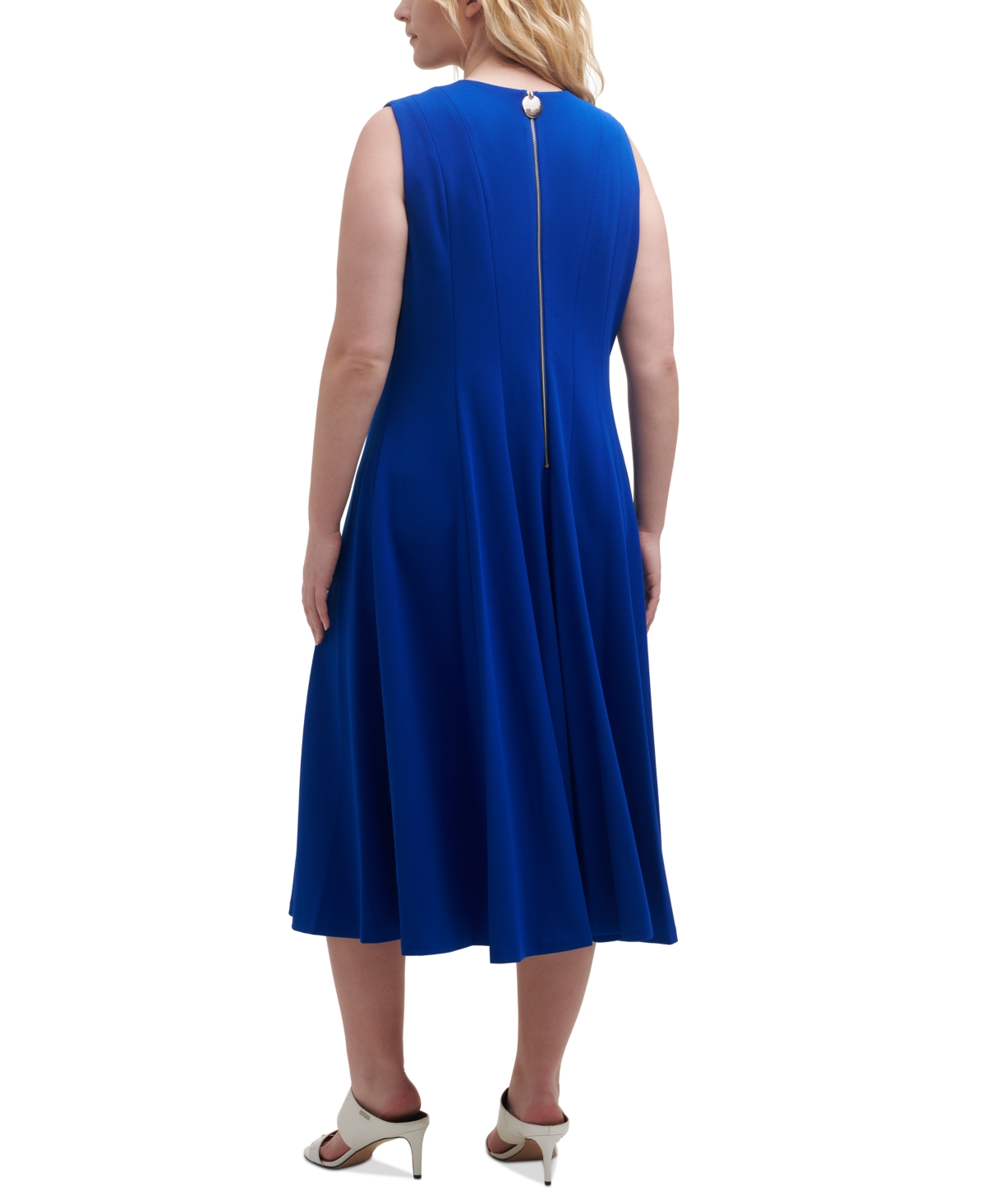 Shop Calvin Klein Plus Size V-neck Sleeveless Midi Dress In Regatta