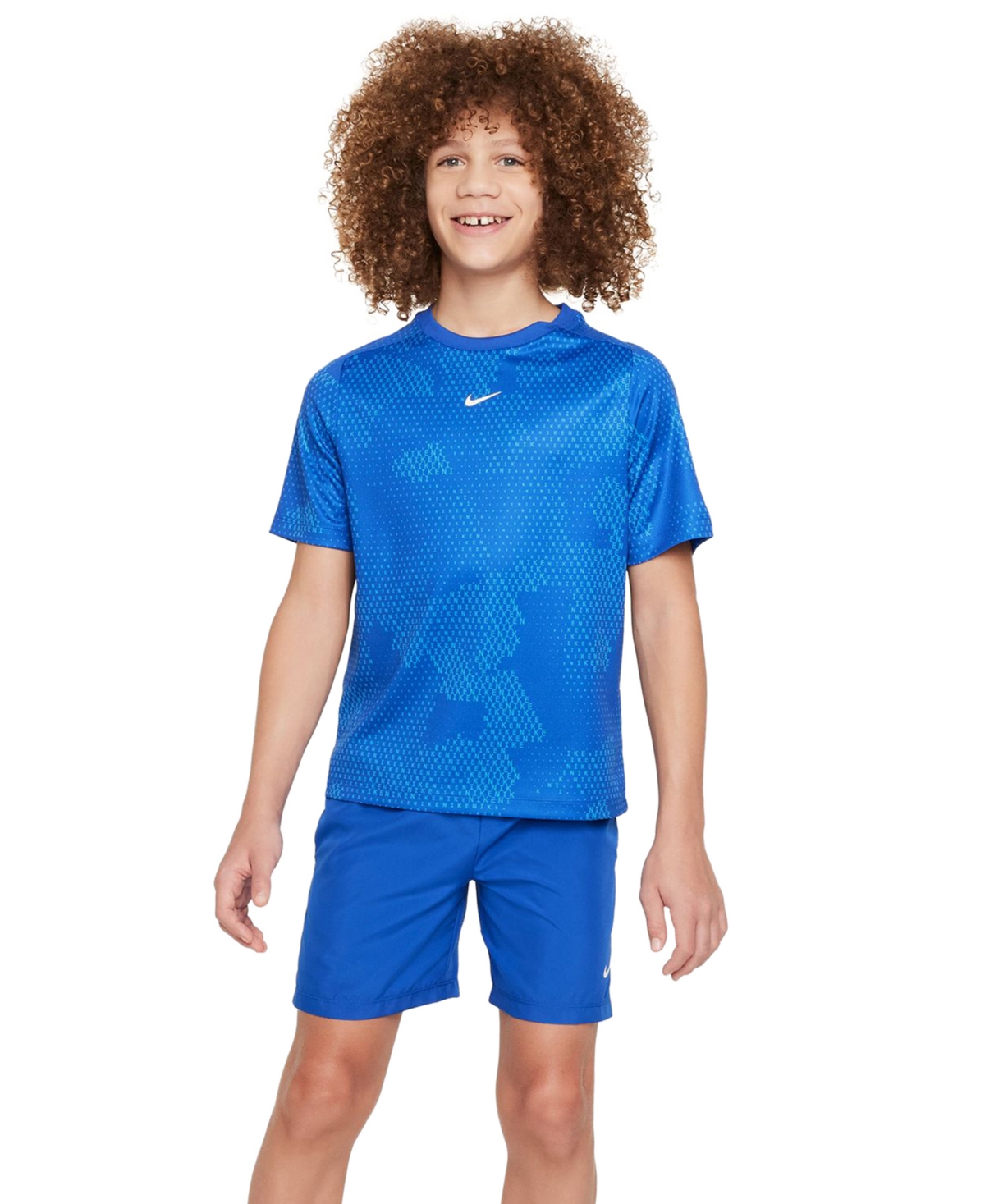 Nike Big Boys Multi Dri-fit Short-Sleeve Printed Top -white