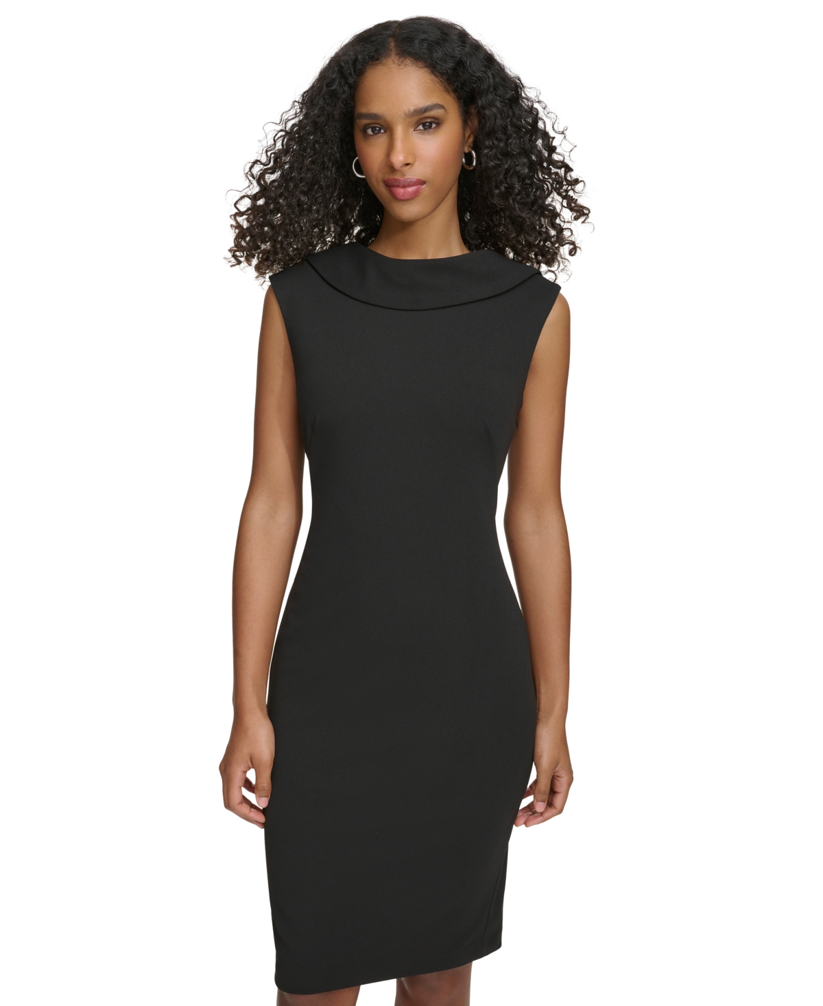 Shop Calvin Klein Women's Sleeveless Cowl-back Dress In Black