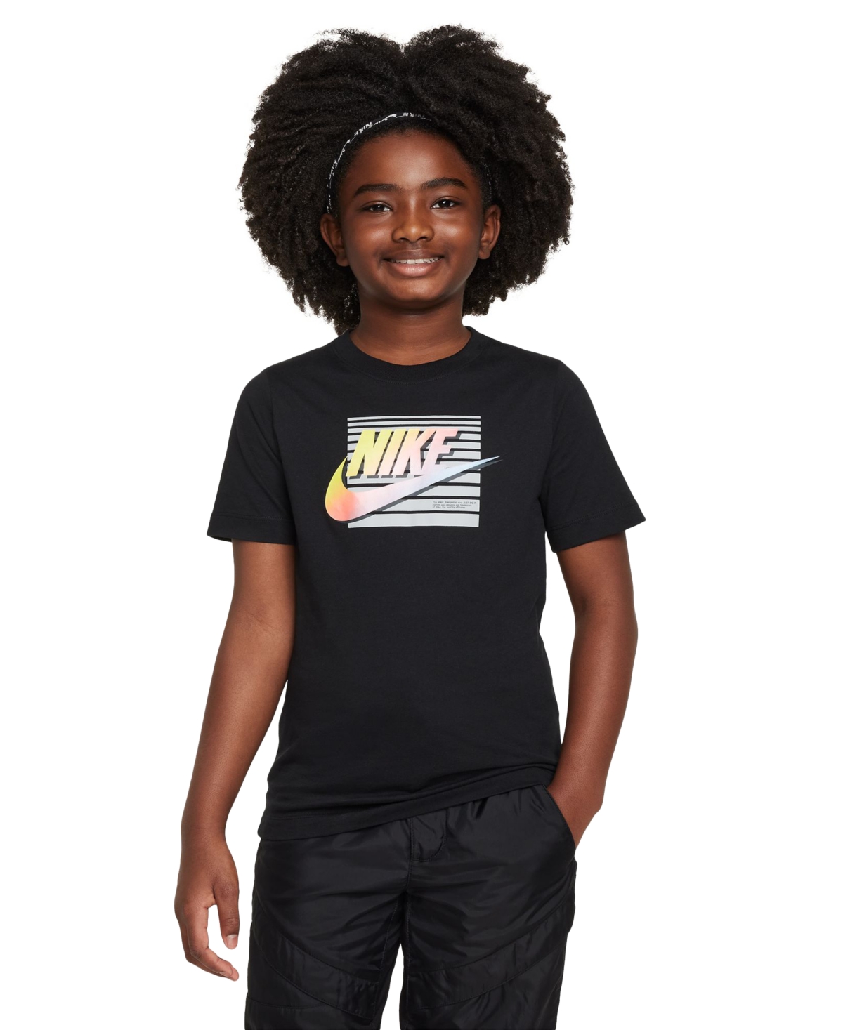 Nike Big Kids Sportswear Cotton Logo Graphic T-shirt In Black