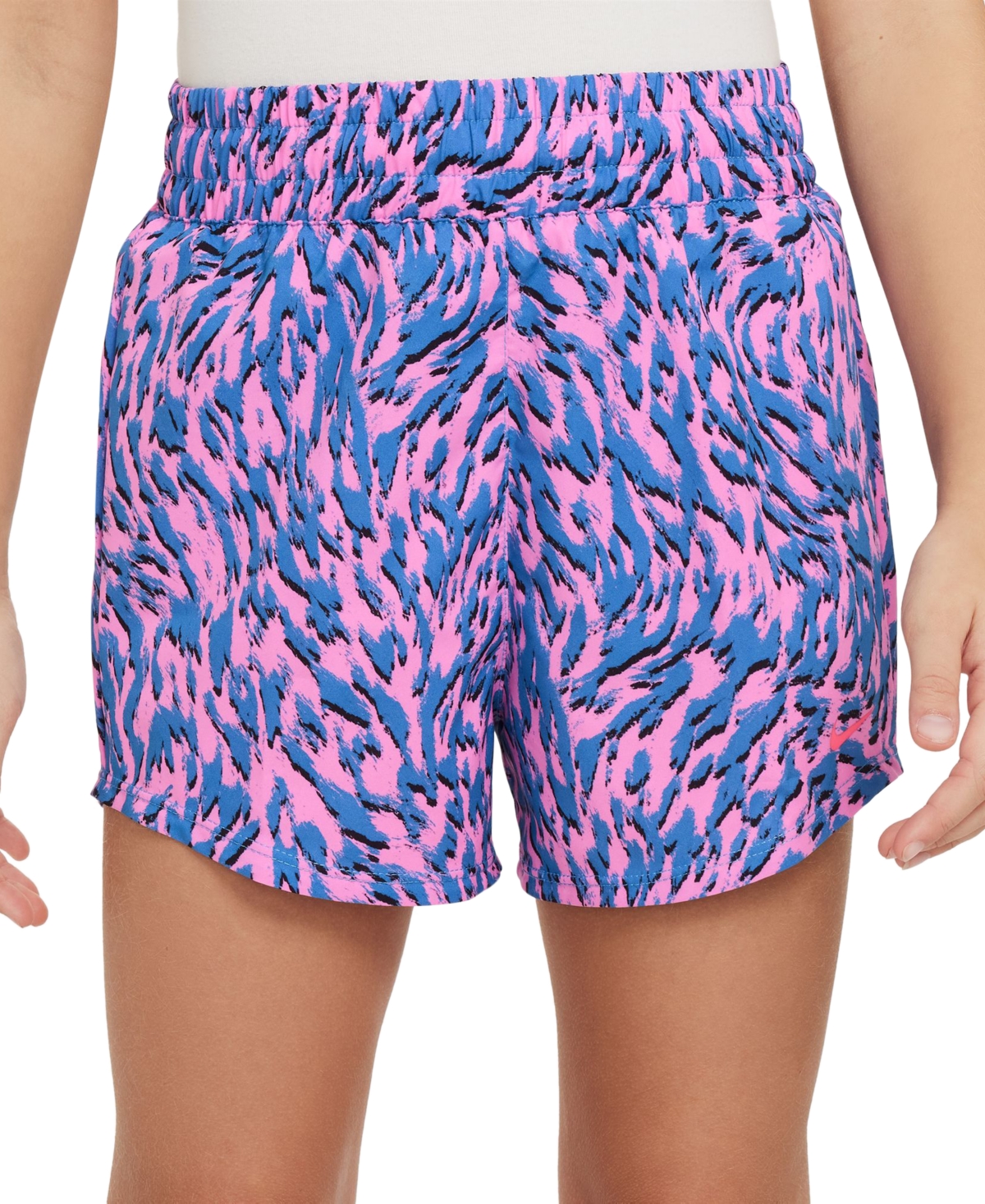 Shop Nike Big Girls One Woven High-waisted Shorts In Plypnk,hyp