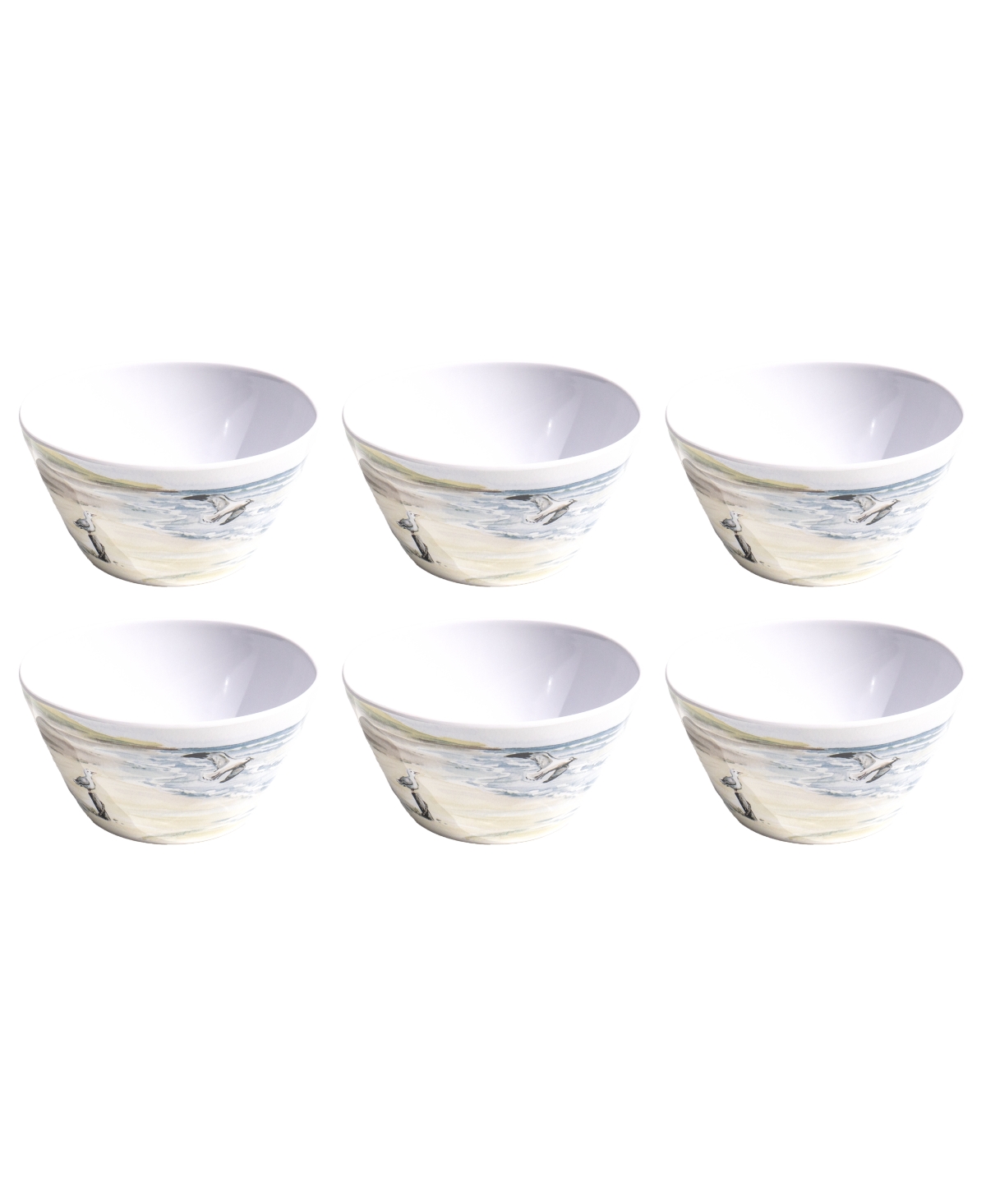 By The Shore 5.9" Cereal Bowls 28 oz, Set of 6, Service for 6 - White