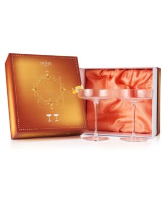 Ribbed Eve Martini and Champagne Coupe Cocktail Glasses, Set of 2