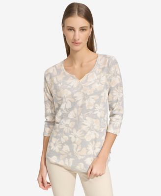 Marc New York - Women's 3/4-Sleeve Waffle-Knit Tee