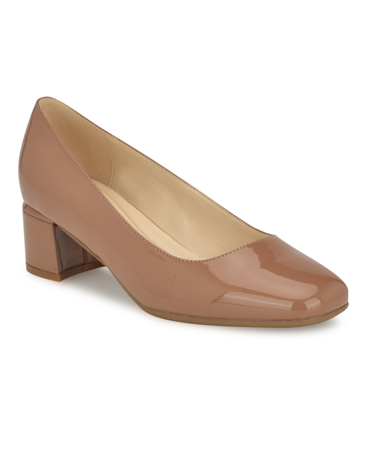 Nine West Women's Genoa 9X9 Slip-On Block Heel Dress Pumps - Upper-Medium Natural Patent