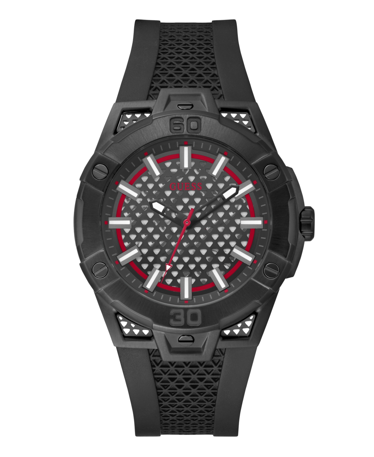 Guess Men's Analog Black Silicone Watch 45mm