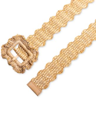 Women's Scalloped Edge Raffia Woven Belt