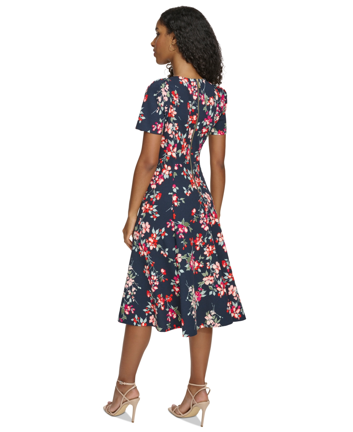Shop Calvin Klein Women's Printed Midi Dress In Indigo Multi