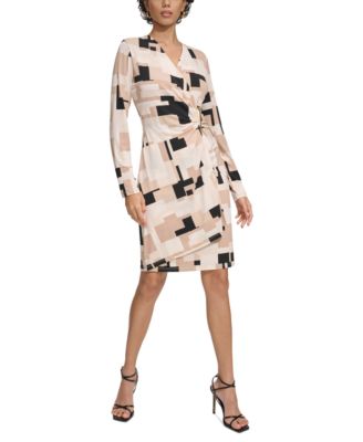 Calvin Klein - Women's Printed Long-Sleeve Wrap Dress