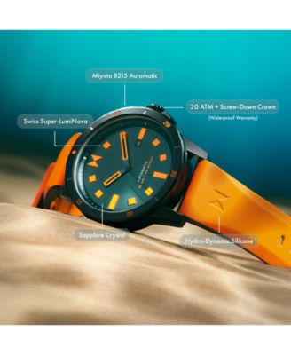 MVMT Men's Minimal Sport Automatic Orange Silicone Strap Watch