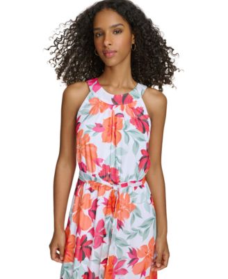 Calvin Klein Women's Floral-Print Halter Maxi Dress