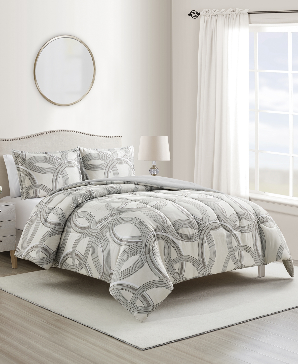 Shop Sunham Rings 3-pc. Comforter Set, Created For Macy's In Black