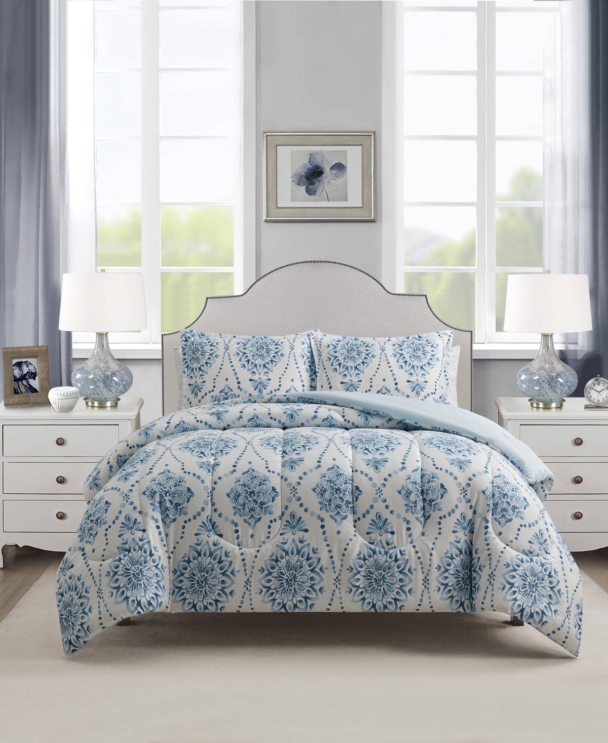 Sunham Mercer 3-pc. Comforter Set, Created For Macy's In Blue