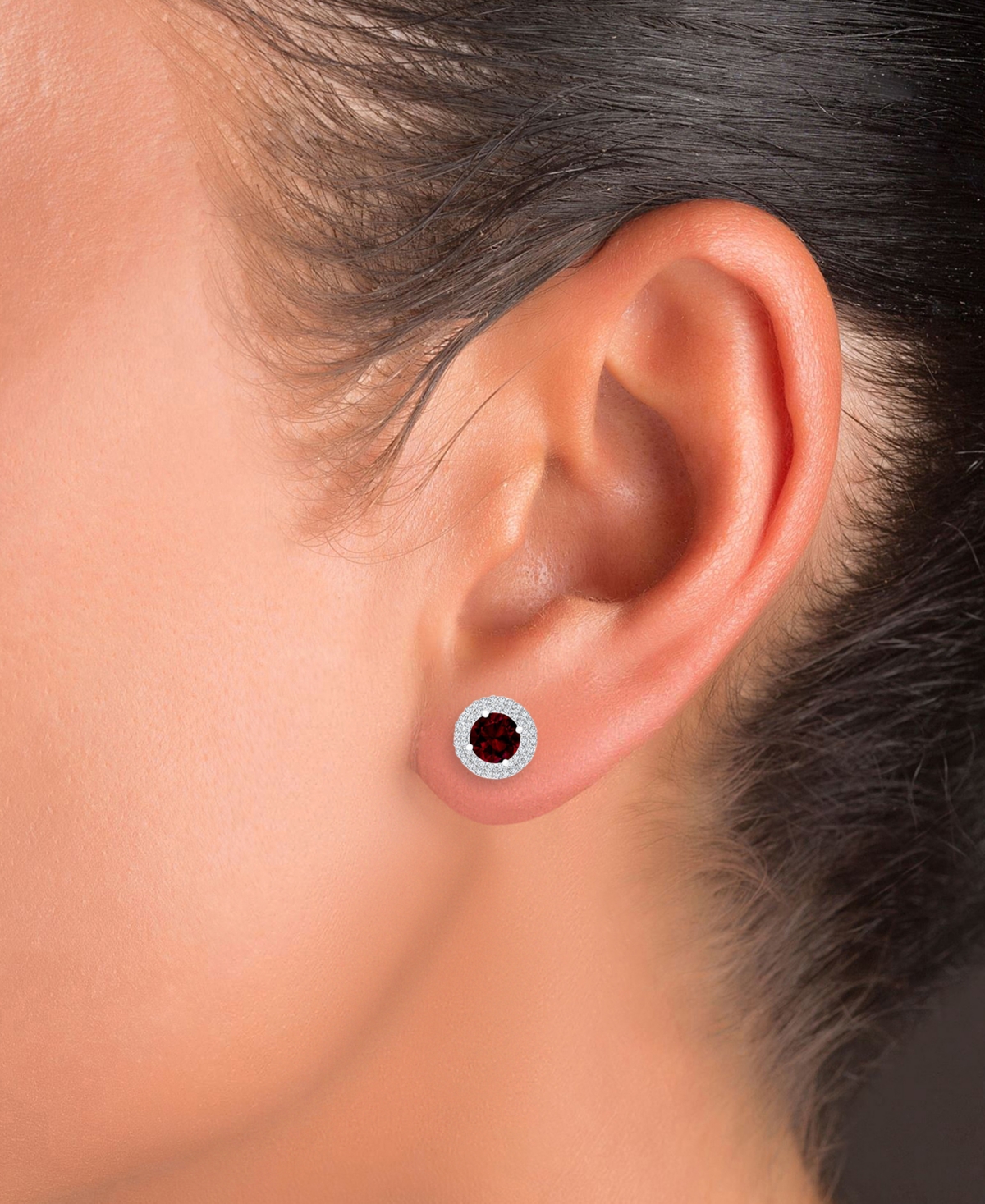Macy's 2-pc. Set Garnet (3-7/8 Ct. T.w.) & Lab-grown White Sapphire (1 Ct. T.w.) Halo Pendant Necklace & Ma In Garnet
