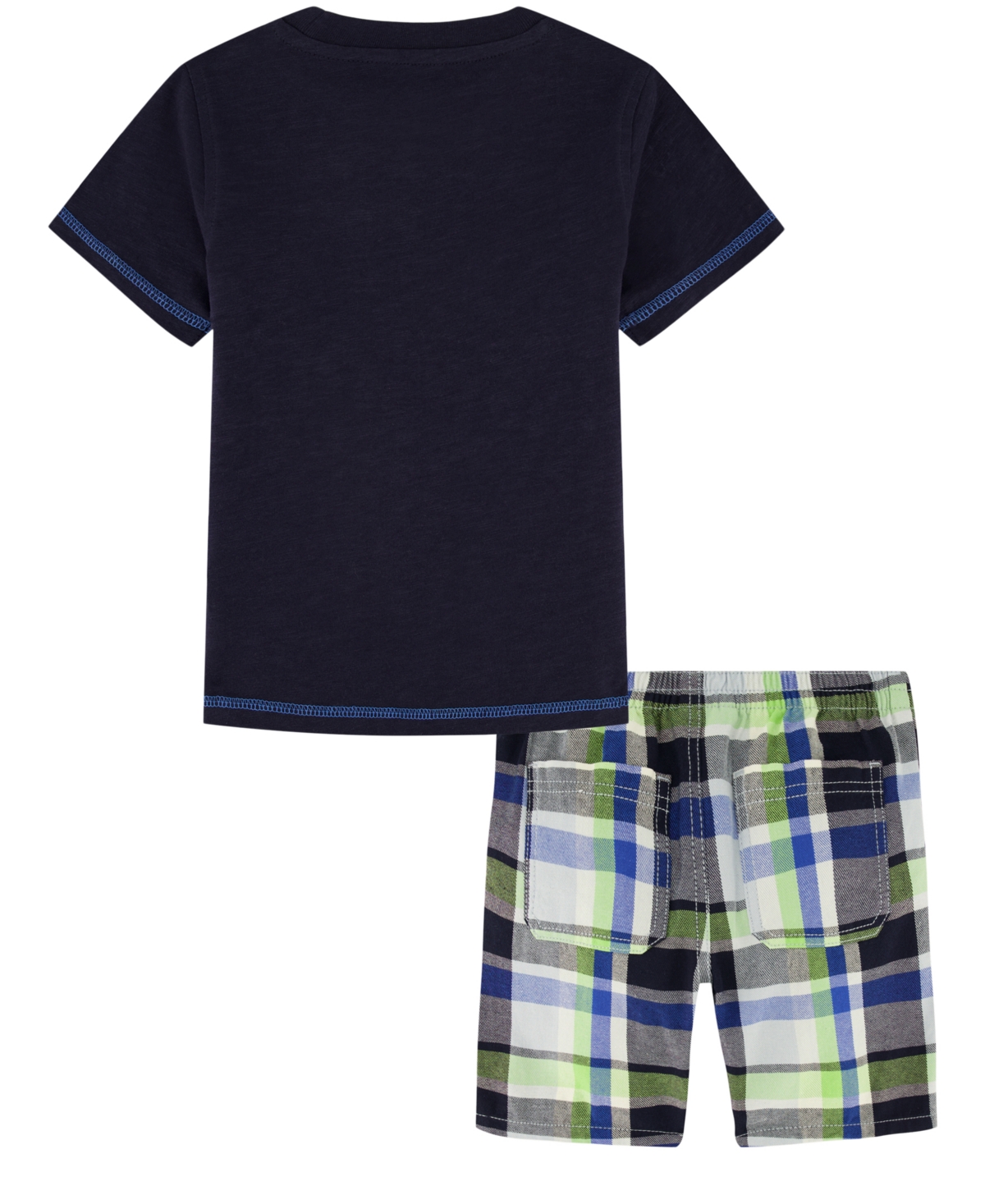 Kids Headquarters Toddler and Little Boys Short Sleeve Character T-shirt and Prewashed Plaid Shorts - Plaid