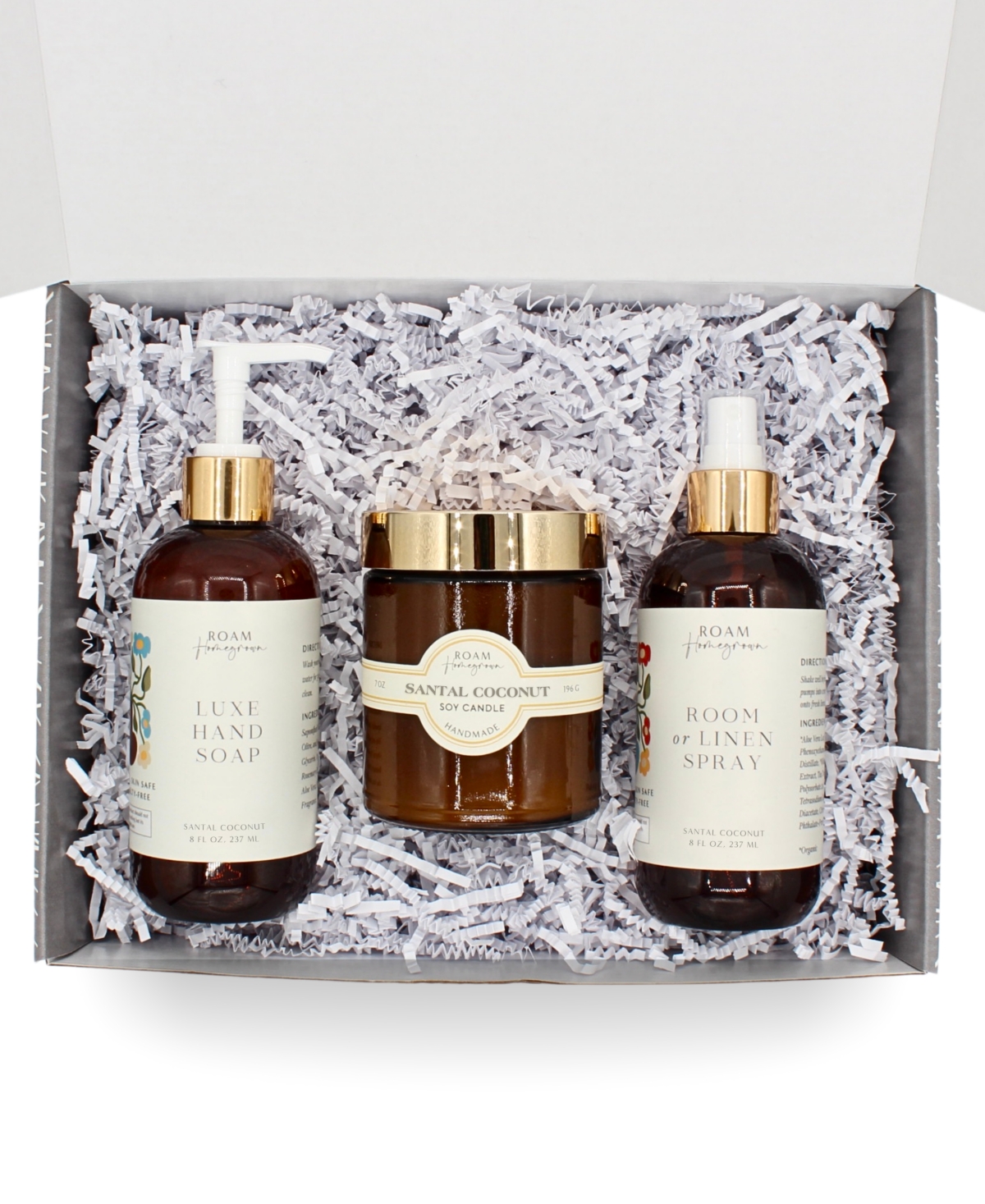 3 Pc Santal Coconut Luxe Candle Gift Set - Amber Gold