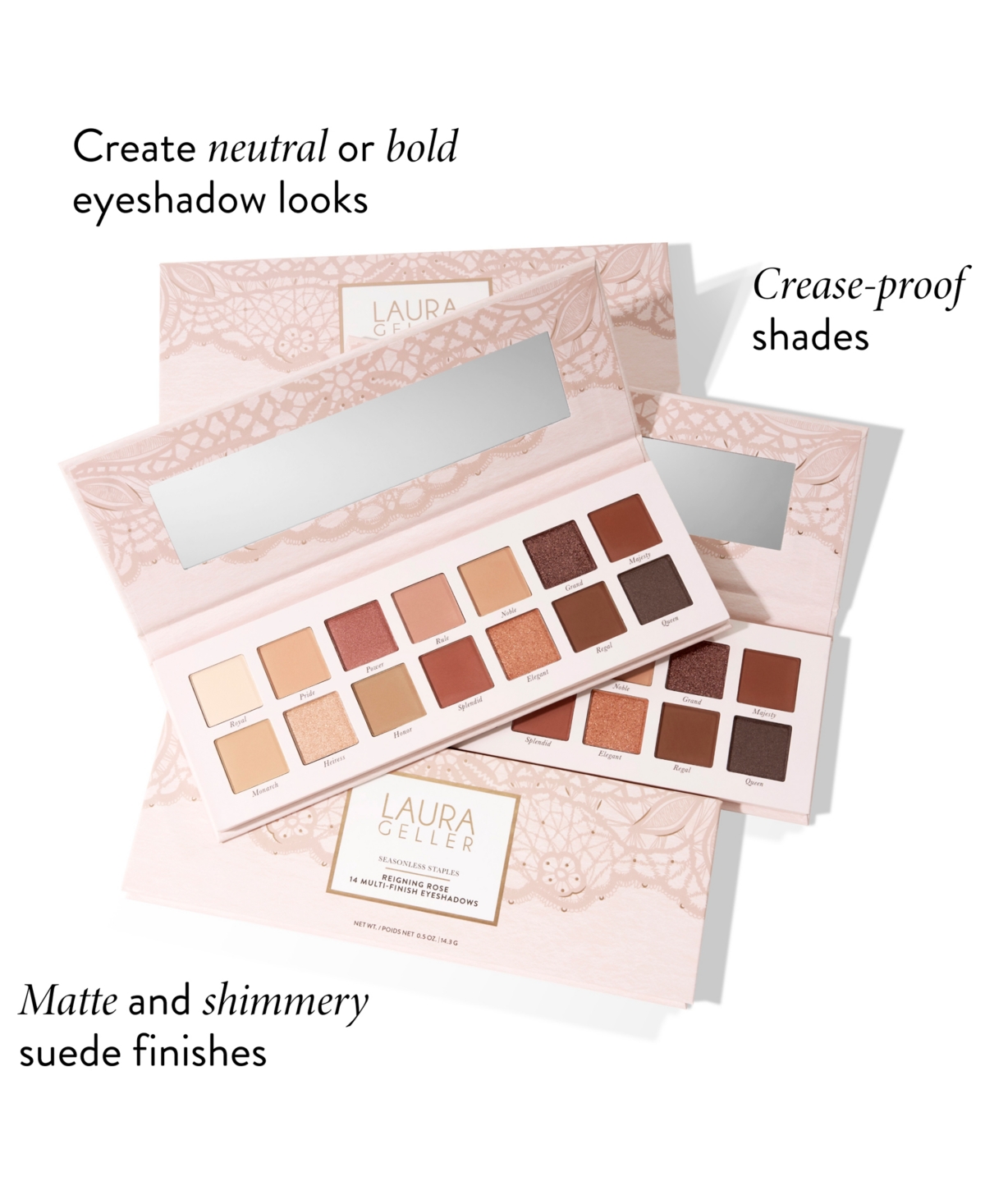 LAURA GELLER BEAUTY SEASONLESS STAPLES REIGNING ROSE 14 MULTI-FINISH EYESHADOWS 