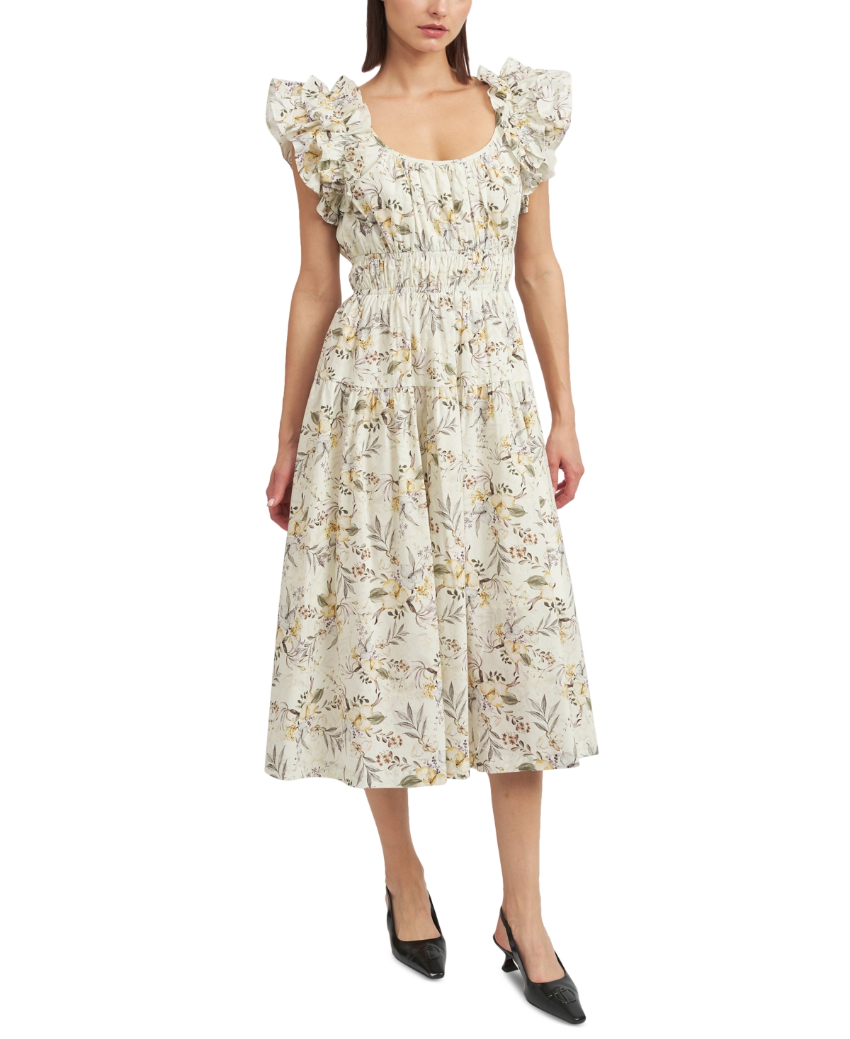 Shop En Saison Women's Mindy Cotton Midi Dress In Sage Multi